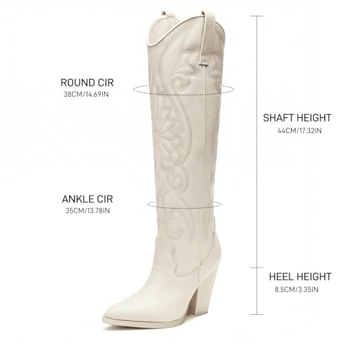 Image of WIRALOMI Cowboy Boots for Women Knee High Western Chunky Heel