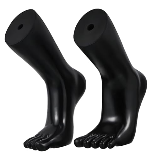 Beatifufu 1 Pair Foot Mannequin Display Holder Sturdy Sock and Ankle Bracelet Model Realistic Vinyl Foot for Socks Shoes and Boots Showcase Height for Home and Retail Use