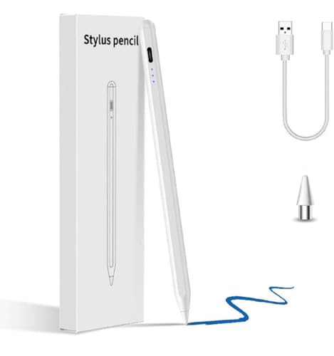 Image of Stylus Pen for Pad & Android Tablets, Fast Charging, High Precision Tip, Magnetic Design, USB-C Cable Included - Smooth Writing & Drawing Pencil (White) (Palm Rejection Not Supported)