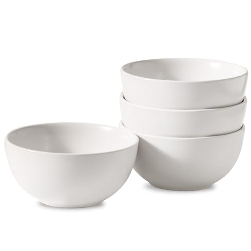 Tikooere Cereal Bowls Set of 4, 24 oz Bowls for Kitchen, Ceramic Bowls for Salad, Fruit, Breakfast, Dessert, Stoneware Soup Bowls, Dishwasher & Microwave Safe, Matte White