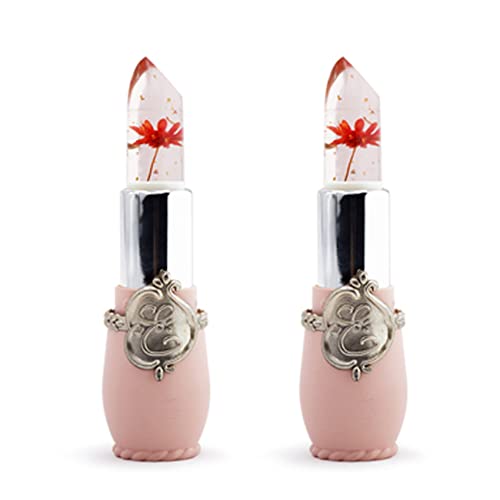 Pyugxab 2X Belleza Brillante Cristal Jalea Pintalabios Magia Cambio de Temperatura Color Bálsamo Labial Maquillaje Rojo