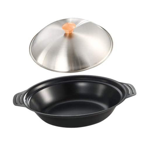 Toyvian Olla Doble Asa Antiadherente de 20 Cm con Tapa, Cacerola Multifunción para Cocina de Inducción, Utensilio Resistente para Freír Mariscos y Estofados Domésticos