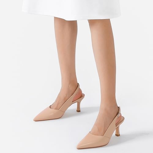 Image of Mostrin Kitten Heels for Women Slingback Pointed Closed Toe Heels Women's Pumps Shoes for Wedding, Party, Commuting