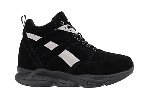 CALTO Men's Invisible Height Increasing Elevator Trainer Shoes - Black/Grey Lace-up Fashion High-Top Hiker Sneakers - 4.0 Inches Taller - S33594 - Size 11 D(M) US2