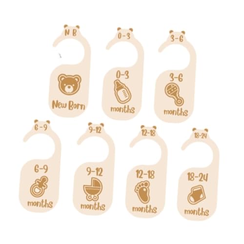 7Pieces Wooden Baby Closet Dividers for Neat Clothing Arrangement Baby Hanger Dividers Organizers and Nursery Decoration