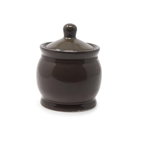 Image of The Himalayan Goods Company 300 ml Ceramic Handi, Utility Box, Tea Coffee & Sugar, Spice, Pickle & Salt Pepper Container (Rustic Brown)