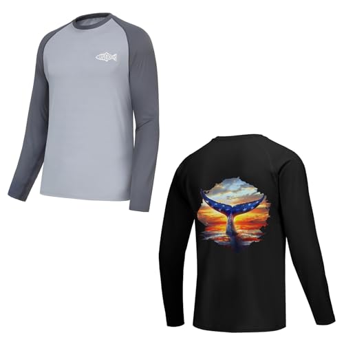 Riverruns UPF 50+ Sun Protection Long Sleeve Shirts Rash Guard Shirts Ice-Cool Quick Dry Fishing Sports Shirt