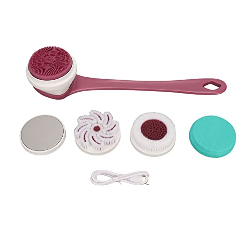 Electric Back Scrubber,Rechargeable Bath Brush Waterproof Detachable Cordless Shower Brush with 5 Brush Heads for Shower,Suitable for Face and Body