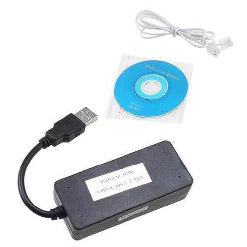 Dual RJ11 Ports USB 2.0 Fax Modem, 56K External Hardware Dial Up Modem for Win 7/8/10