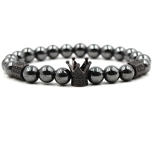 Bracelet partenaire en pierre naturelle couronne, idée cadeau pour couple
