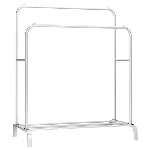 TLV PBD1-WHITE Perchero Burro Doble Rail Moderno Rígido Estante Ropa Zapatos Cajas Ropero, Blanco