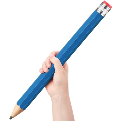 Trandraft 16 Inch Wooden Large Jumbo Pencils Giant Big Funny Wood Pencil with Cap and Eraser Fun Novelty Gifts for Kids School Kindergarten Home Office Prop Supplies(Blue)