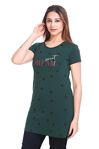 Image of Plush Women's Long Printed Cotton Round Neck Half Sleeve T-Shirt /Tshirts (DPL-PT-001)