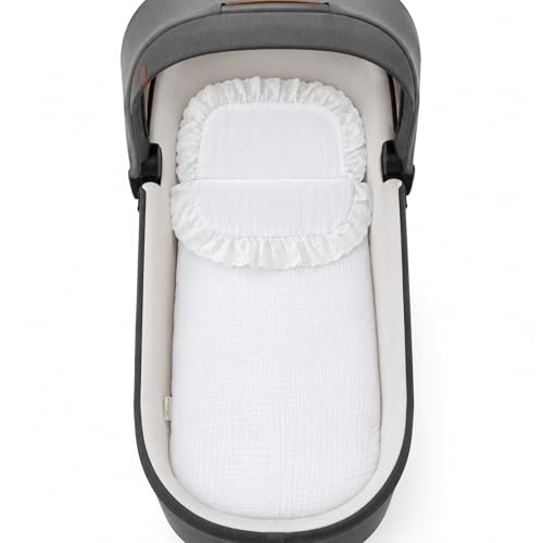 Thermikoa Saco Arrullo Bebé Recién Nacido 72x34 cm – Saco Capazo Universal (Blanco Muselina) - Tamaño Pequeño
