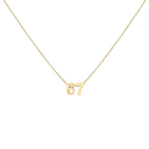 LOXUAKAM 18K Gold Plated Number 67 Necklace for Women Dainty Pendant Chain Necklace Birthday Jewelry for Gift