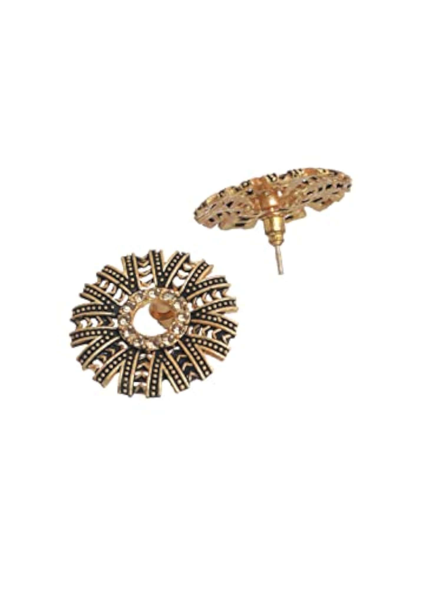 Studded Floral Plated Stud and Drop Earring Set of 3