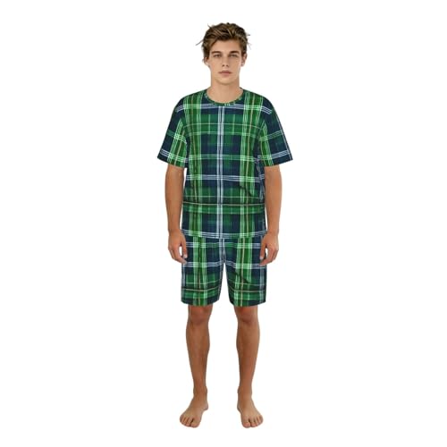 Pyjama tartan homme bleu anti-serrage pour nuit et repos