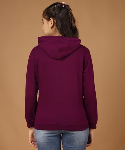 Image of KYDA KIDS Girls Cotton Hooded Sweatshirt | Regular Fit Full Sleeves Winter Wear Hoodies