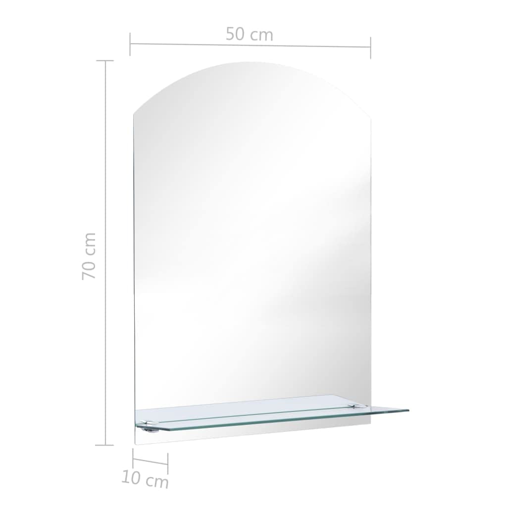 Wandspiegel mit Regal 50x70 cm aus gehärtetem Glas für Badezimmer, Wohnzimmer, Schlafzimmer mit praktischem Regal, einfache Wandmontage, ideal für Dekoration, Rasur, Frisieren und Kosmetik