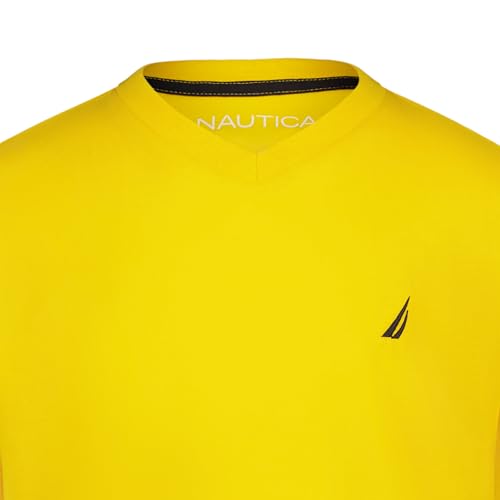 Image of Nautica Boys' Short Sleeve Solid V-Neck T-Shirt, Soft, Comfortable, Relaxed Fit