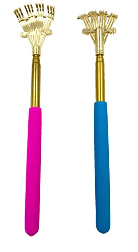 zdyCGTime Metal Portable Extendable Telescopic Rake Claws Back Scratchers/Hand Massager/backslap with Rubber Handles(2-Packs) (Rake Claws)