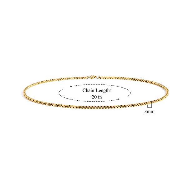 ALEXCRAFT 3PCS Silver Gold Black Necklace for Men Stainless Steel Chain Necklace for Boys Teens Gifts 20 Inches 3MM - Image 8