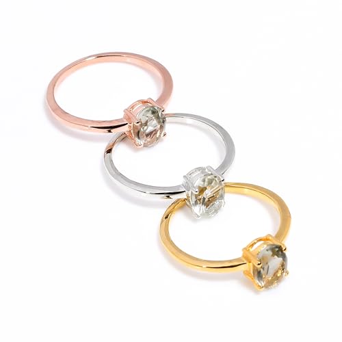 Bague améthyste verte véritable bague argent 925 mixte ovale