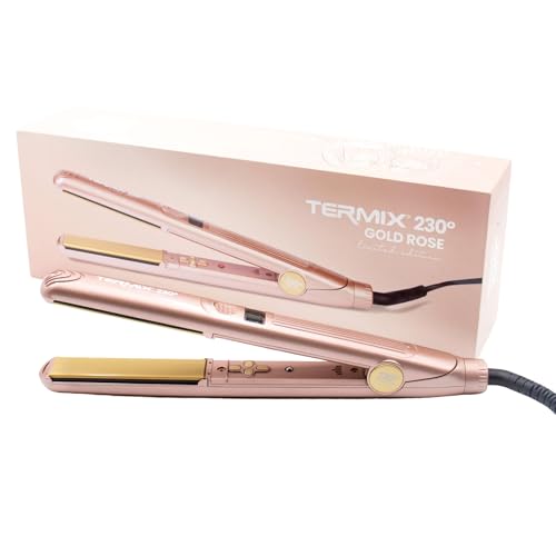 Termix Plancha de Pelo Profesional 230º de Cerámica, Gold Rose Edition. Plancha Pelo de Peluquería Profesional