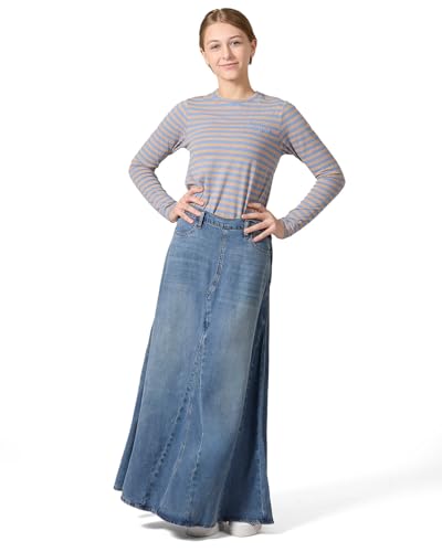 MeMoi Girls Nautical Striped Cotton-Rich Long Sleeve T-Shirt Sky Blue L3