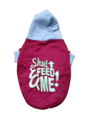 The DDS Store Warm Dog Hoodies, Soft Puppy Clothes Doggie Shirt Winter Outfits Sweatshirt for Small Pets Dogs Cats Chihuahua Teddy Pup Design-7 (14 Inch, Red)