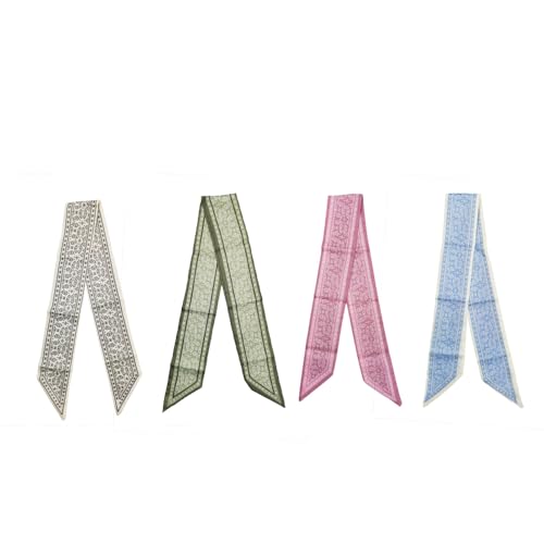VIGUEUR 4PCS Square Satin Scarves for Women, Multifunctional Boho Scarves Headbands Satin Scarf