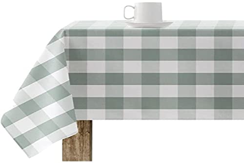 BL BELUM | Mantel Vichy Mint Antimanchas algodón 100x140 cm Tacto Extrasuave – Mantel Cuadros Impermeable, Antibacteriano y ecológico, Ideal para Interior y Exterior