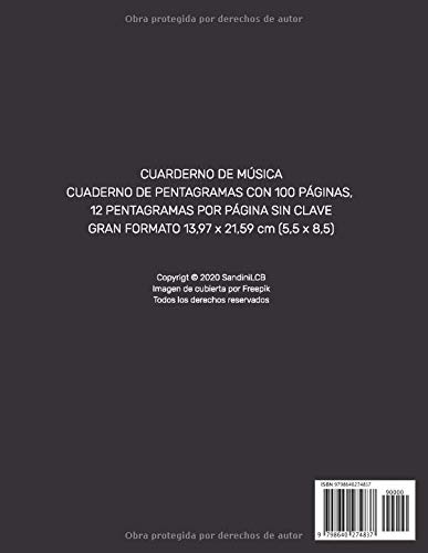 Miniatura 2 de Music is my Life Cuaderno de Pentagramas Cuaderno de música Cuaderno de pentagramas con 100 páginas 12 pentagramas por página Sin clave Gran ...