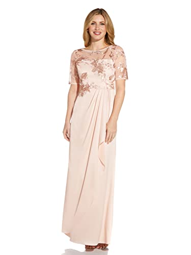 Image of Adrianna Papell Women's Embroidery Crepe Satin Gown