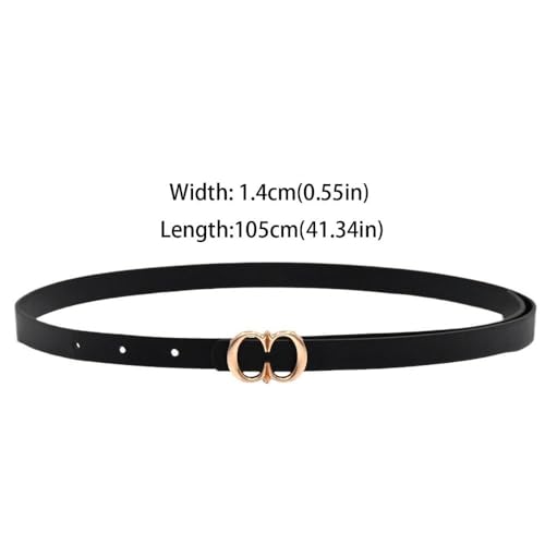 Casual Waist Decoration Luxury Design Versatile Trouser Dress Belts Women Metal Slide Buckle Belt Trendy Waistband Waist Strap Leather Belt(black)2