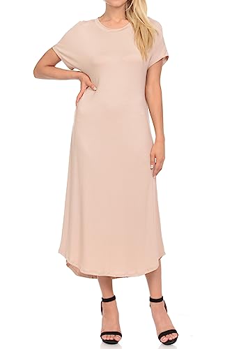 Image of iconic luxe Women's A Line Short Sleeve T Shirt Midi Dress Summer Casual