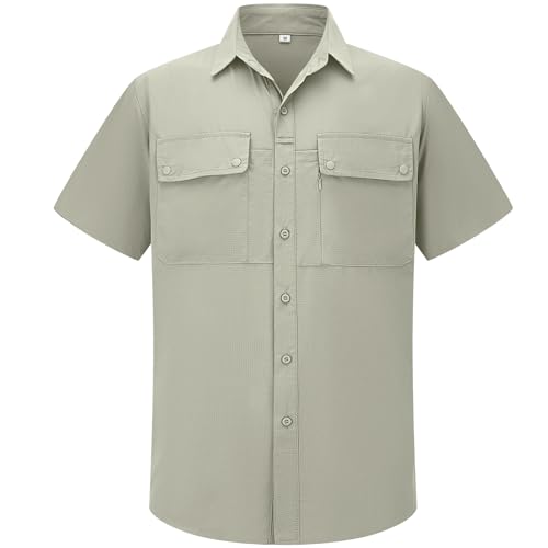 linlon Safari Men’s Short Sleeve UPF 50 UV Sun Shirt