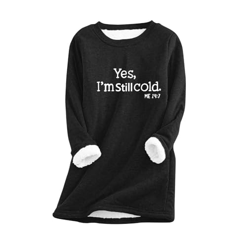 Sudadera de Navidad para mujer – Sudadera de forro polar grueso casual de terciopelo cálido para el trabajo, la oficina, suéter de felpa de invierno cálido con cuello redondo, suéter informal térmico