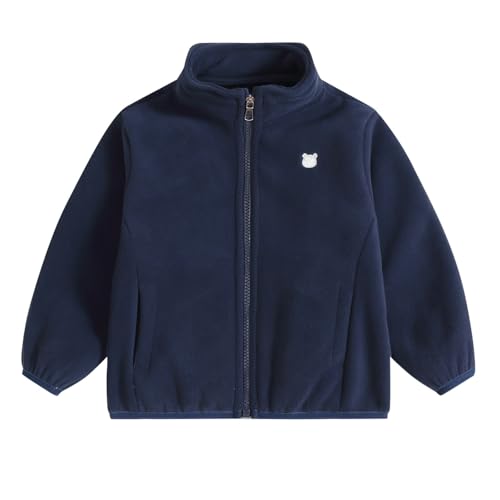 Generisch Chaqueta de forro polar para niños pequeños, con capucha ligera, abrigos cálidos para bebés niños y niñas, marine, 12-18 meses