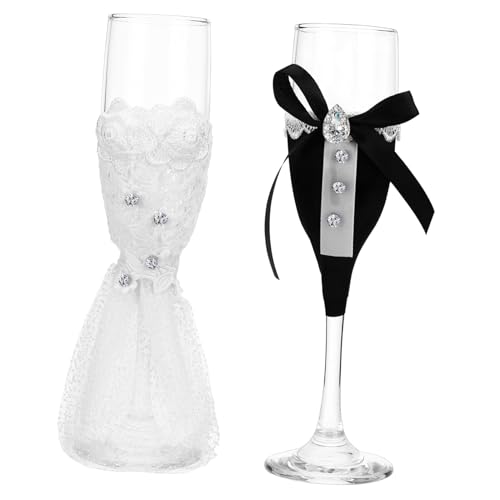 Alipis Copas de Vino para Boda de Vidrio Resistente con Diseño Elegante para Brindis de Novia y Novio Compromisos y Celebraciones