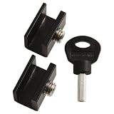 Verstellbares Sicherheitsschloss, Aluminium-Schienenriegel mit vertikalem Schlüssel für Terrassentüren, Kinder- und Haustier-Sicherheitsstopper, Diebstahlschutz für Glastüren, Schwarz
