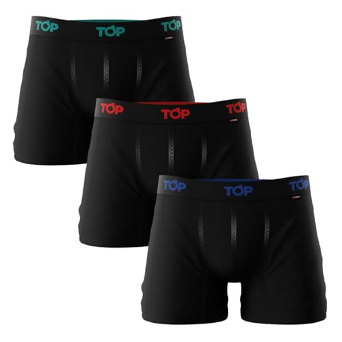 USTOP TOP - Men's Cotton Blend & Copper Boxer Briefs - Pack of 3 - Small - Black - Soft and Breathable Comfort with Odor Control