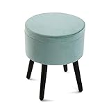 Color: verde aguamarina Versa 21670005 Puff-Baul Terciopelo Aguamarina, Madera de Pino y Tela Aterciopelada, Verde, 40 x 35 x 35 cm