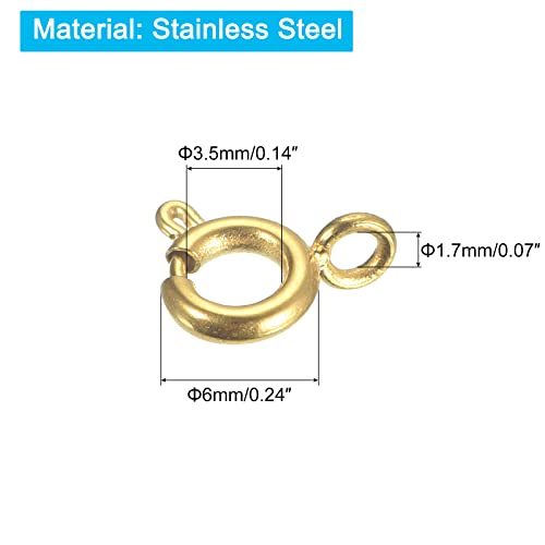 Fermoirs à ressort ronds 6 mm acier inoxydable pour création bijoux DIY