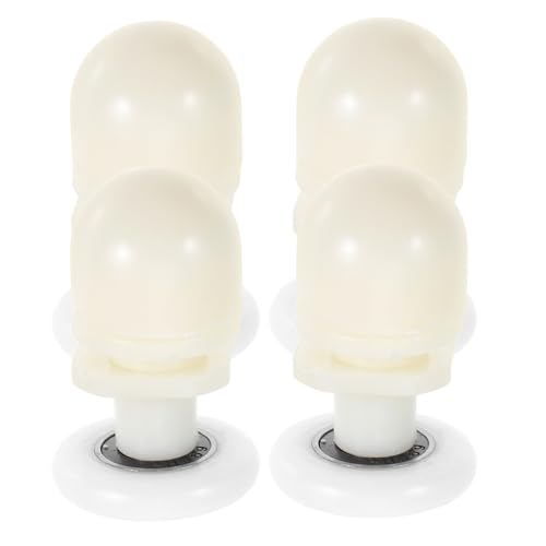 TOBBOMEY 4個 浴室用シャワードアローラー ガラス引き戸滑車 耐久性ホワイトプーリー スムーズな開閉対応 浴室引き戸交換部品