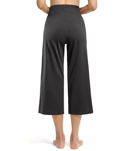 Image of Promover 14 inch /21 inch /23 inch /25 inch Inseam Capri Pants for Women Wide Leg Yoga Cropped Pants with Pockets Loose Casual Summer Pant