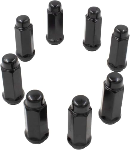 Image of Wheel Accessories Parts 32 Pcs M14x2 14x2 Thread Bulge Acorn 2.25 inch Long Lug Nuts Black Chrome 3 /4 inch 19mm Hex Fits Ford Excursion F-250 F-250 350 Super Duty