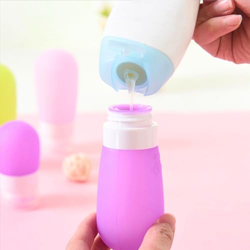 Kit 4 frascos para viagem 90ml Recipiente Porta Shampoo Condicionado Dispense Reutilizável Silicone