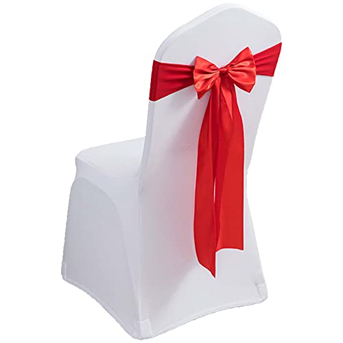 Lot de 50 nœuds en satin pour dossier de chaise pour mariage, banquet, événements, réception, décoration de fête (rouge)