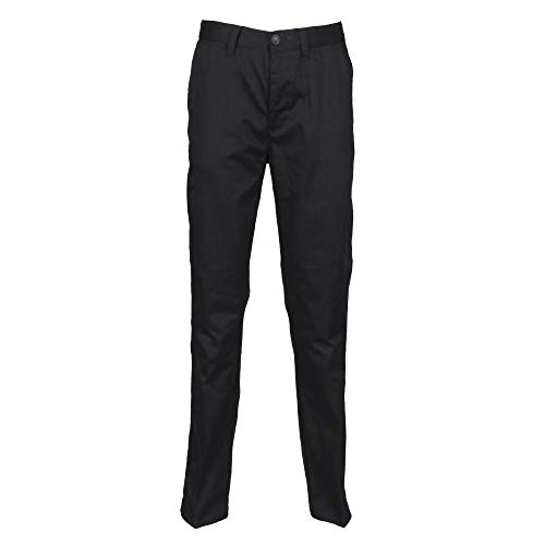 Henbury Womens/Ladies 65/35 Flat Fronted Slim Fit Chino Work Trousers (Medium x Regular) (Black)